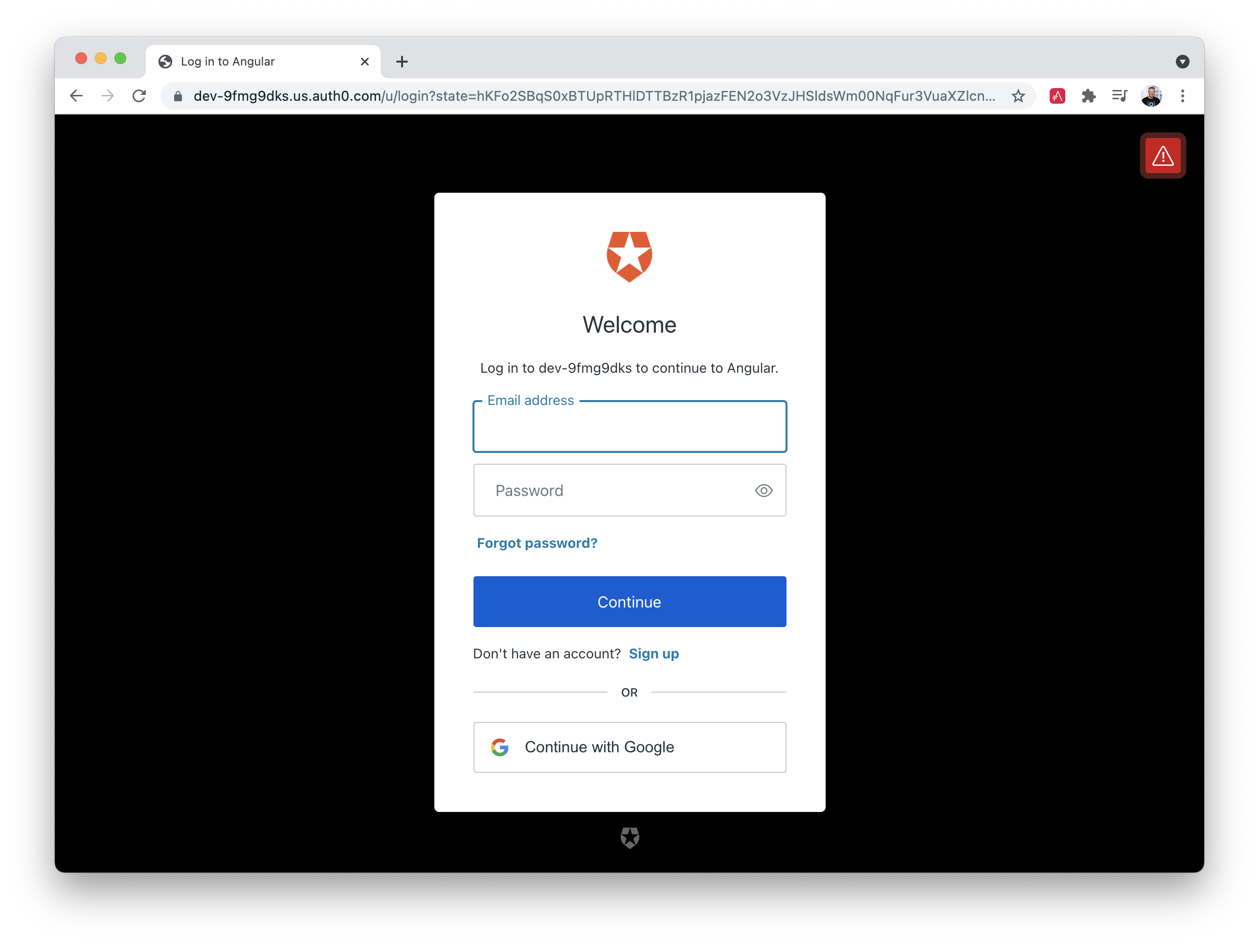 Auth0 login form